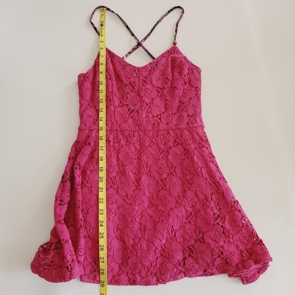 7015 * Xhilaration Lace Spaghetti Strap Mini Dress Magenta Size S - Picture 9 of 9